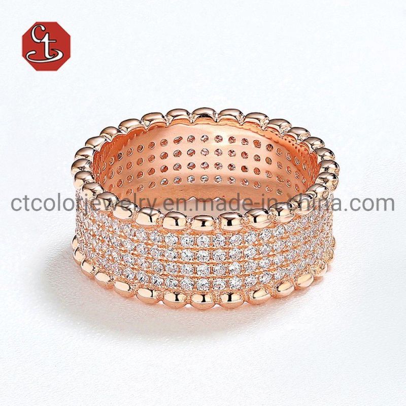 Fine Jewelry 4 Rows Band Ring Cubic Zircon Silver Ring for Wedding
