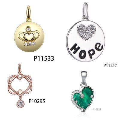 New Arrival Crown on The Round Silver Pendant
