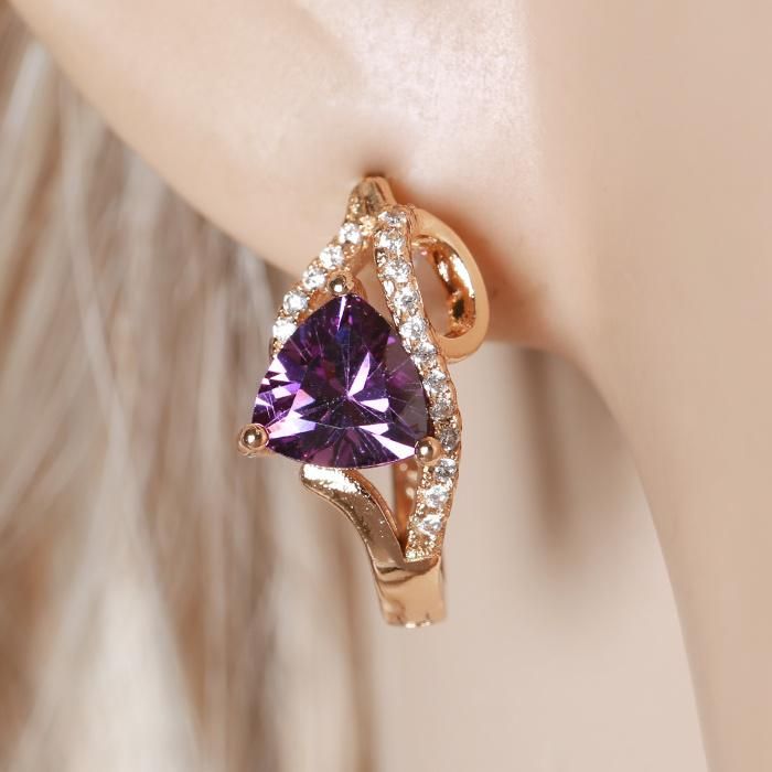 Wholesale Fashion Jewelry 18 K Gold Plated Hoop Earrings with Zircon for Female