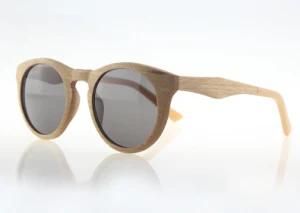 Round Frame Laminated Wood Frame Sunglasses Mixed Acetate Tips