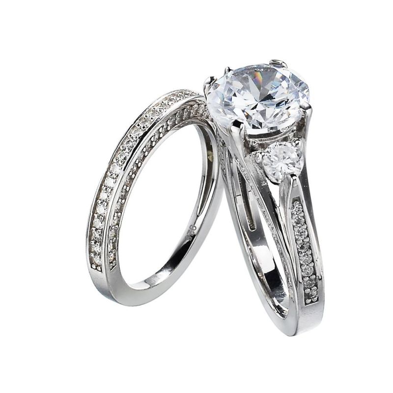 Unique Cathedral Style White Gold Channel Zircon Engagement Ring