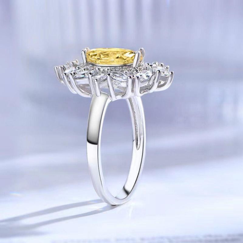 2022 Fashion Accessories High Carbon Diamond 5*10 mm Rings Wedding Engagement 925 Sterling Silver Ring