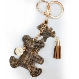 Ring PU Leather Bear Pattern Car Keychain