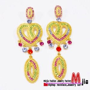 Zinc Alloy Earring with Multicolor Rhinestones (b-14)