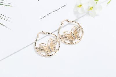 Fashion Designs Jewelry Sliver Brass Round Hoop Earrings for Woman