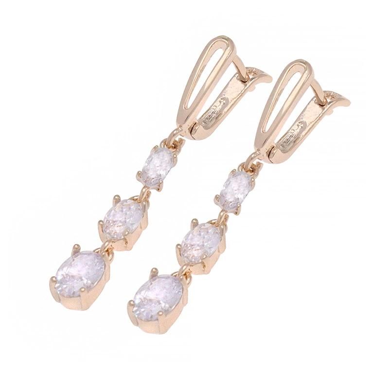 White Cubic Zirconia Inlaid Gold-Plated Jewelry Earrings