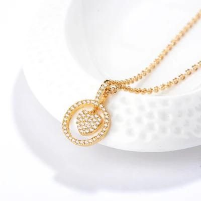 Fashion 18K Rose Gold Plated Alloy Crystal Silver Pendant Sets Jewelry Chain Necklace with Pearl for Women