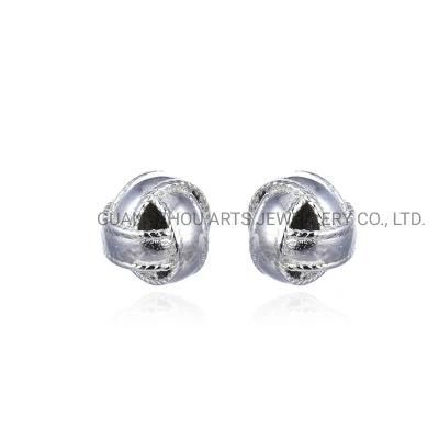 925 Silver Korean Style Cute Rope Ball Stud Earrings