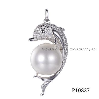 Lovely Dolphine with Pearl Fashion Silver Pendant