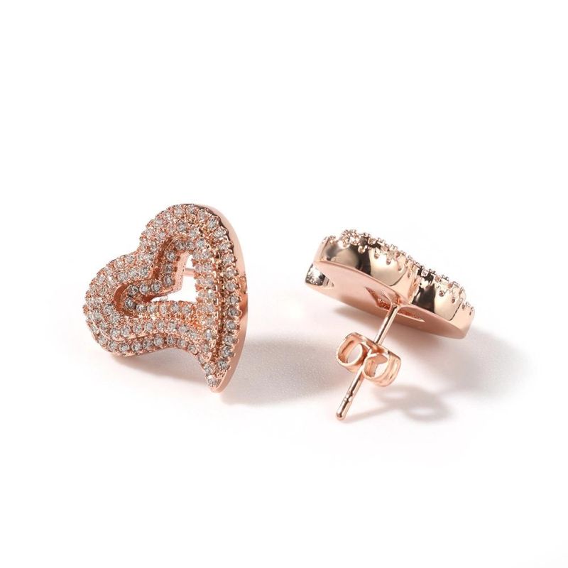 Zircon Hollow-out Love Earrings Hip Hop Fashion Jewelry