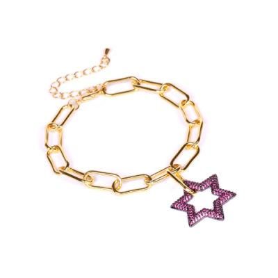 Fashion Creative Ladies Copper Zirconia Crystal Five-Pointed Star Bracelet