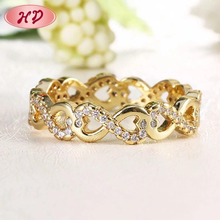 Fashion Jewelry Cubic Zirconia Engagement Wedding Diamond 14K Solid Gold Ring