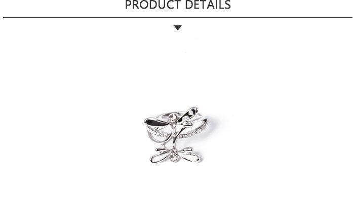 Reasonable Fashion Jewelry Dragonfly Silver Ring with Rhinestone