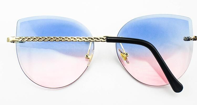 Hot Selling Custom Logo Round Stock Frameless Women Sunglasses