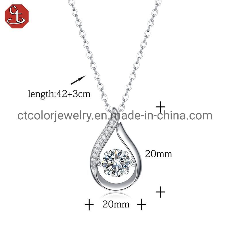 Fashion Jewelry flashing pendant moissanite Necklace High Quality Sterling Silver jewelry for girls