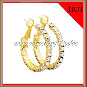Fashion Gold Plated Clear Stone Hoop Earrings