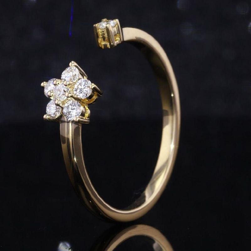 Lovely Design Women Yellow Color Jewelry Gold Plated Moissanite Ring