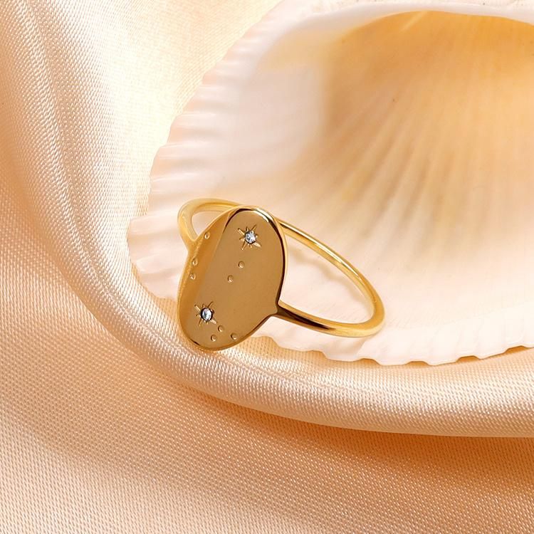 Luxury Geometric Ellipse Star Diamond Wedding Ring 18K Gold-Plated Engagement Promise Ring for Women in Fine Jewelry