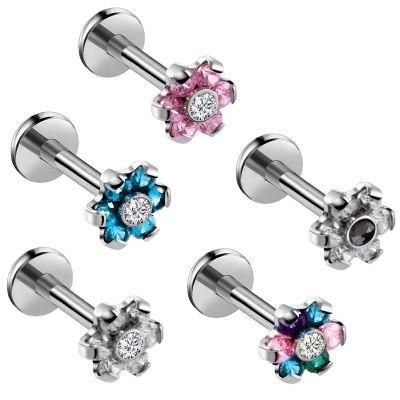 316L Surgical Steel Flower Internally Threaded Labret Body Piercing