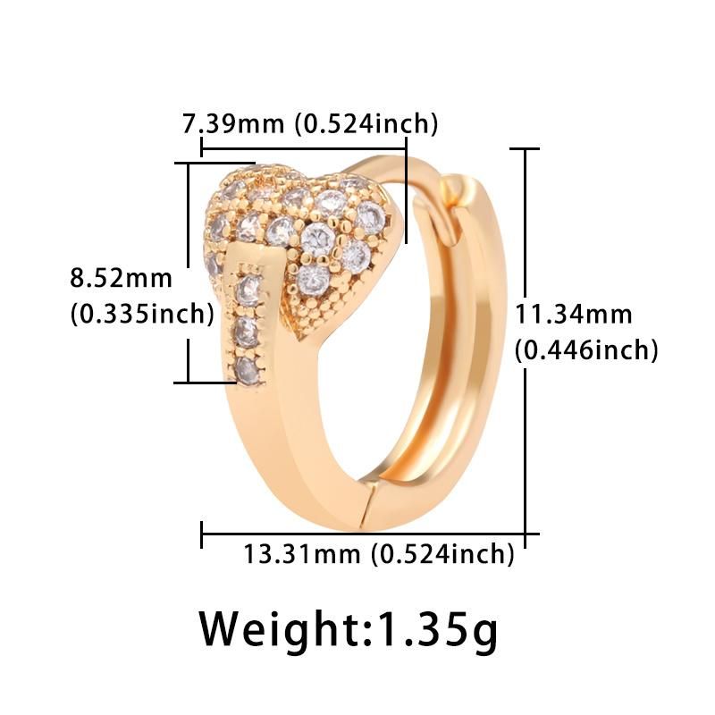 Gold Plated Luxury Zirconia Heart Huggies Earring