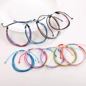 Wax Thread Woven Bracelet Handmade Multicolour Adjustable Braided String Bracelets