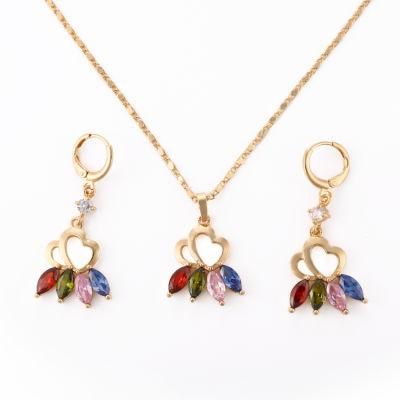 Fashion Women Imitation 18K Gold Plated Costume Ring Bracelet Charm Jewelry with Earring, Pendant, Necklace Sets Jewelry