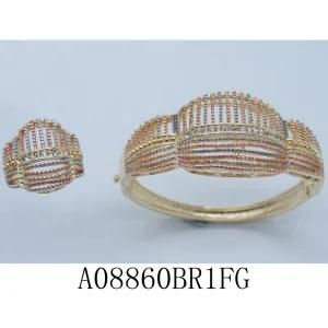 Newest Designs for Three Colors 14k Gold Plated Fashion Jewelry Bangle (M1A08860B1FG)