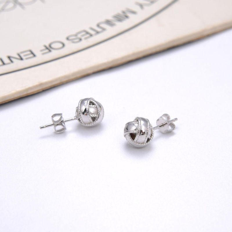 2022 Top Sale Solid 925 Sterling Plain Silver Knot Stucture Earring