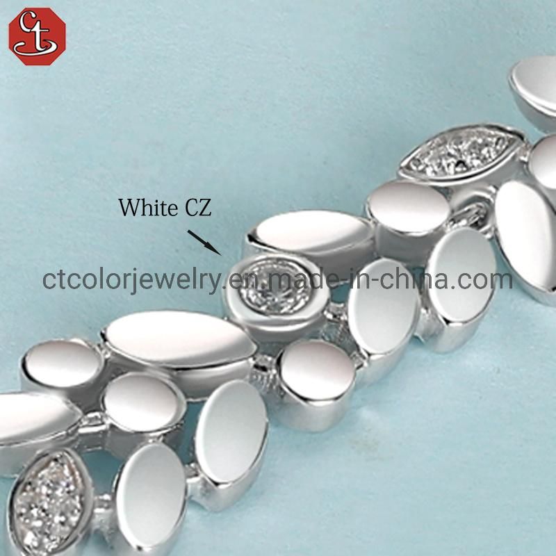 Wholesale Jewellery Trendy White CZ 925 Sterling Silver Ring&Earrings Jewelry Set