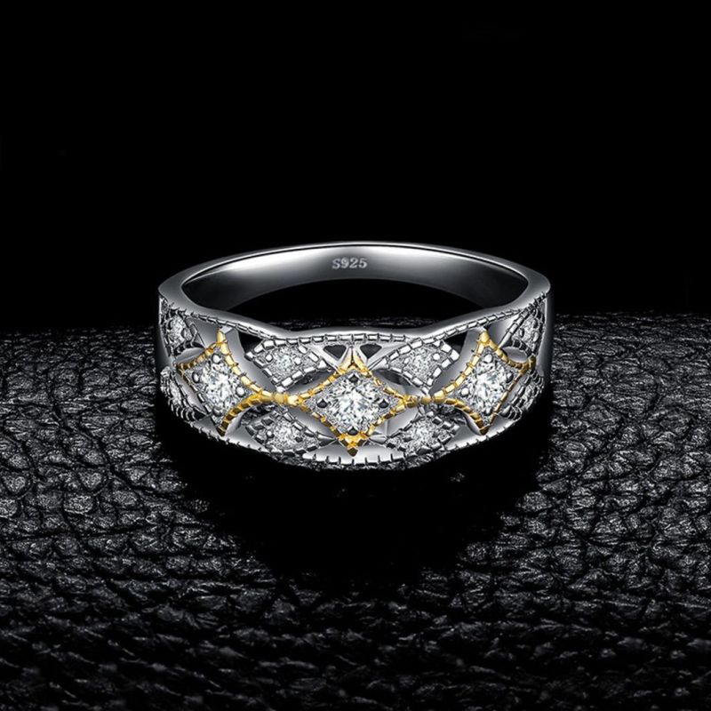 Fashion Jewelry 925 Sterling Silver Vintage Filigree Cubic Zirconia Statement Ring Wholesale