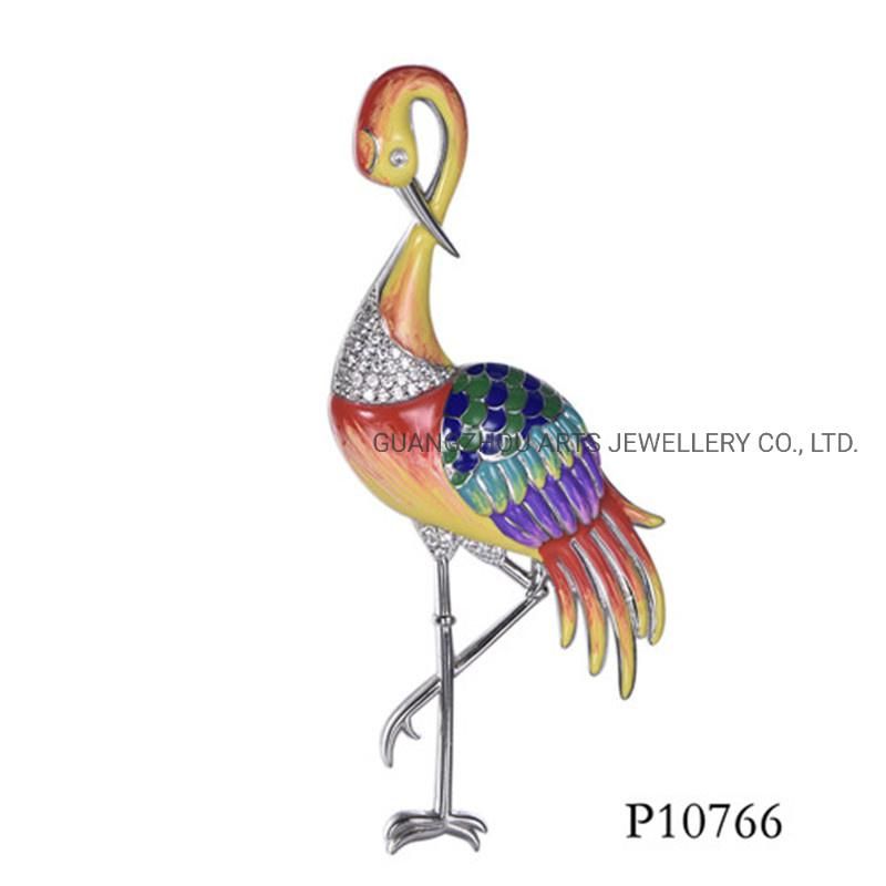 Special Gift 925 Sterling Silver Flamingo Enamel Fashion Pendant