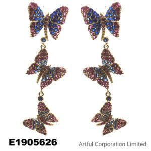 Fashion Jewelry Factory Silver Brass Butterfly Earring