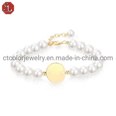 Fashion Jewelry 925 Silver 18K Gold Plated Natural Freshwater Pearl Bracelet