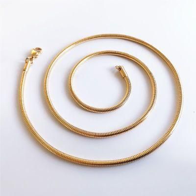 Fashion Semi Jewelry Accessories 18K Gold Plated Stainless Steel Round Snake Chain Anklet Bracelet Necklace
