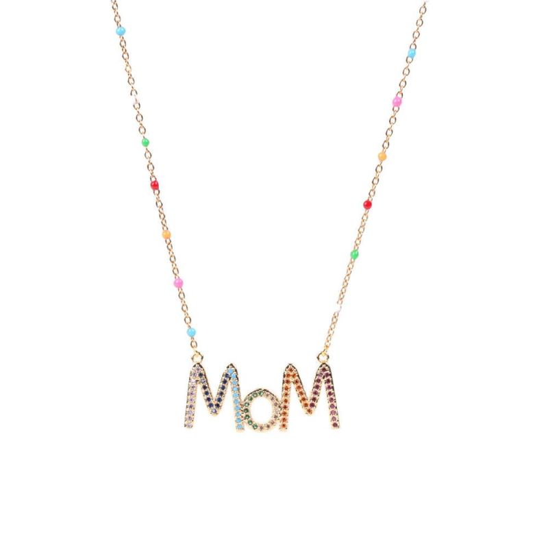 Enemal Diamond Mom Letter Stainless Steel Necklace