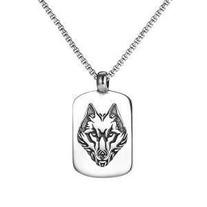 Stainless Steel Wolf Totem Tag Necklace