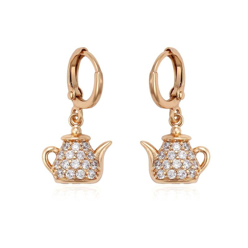2022 Unique Design Fashion Design 18K Gold Plated Earrings with Teapot Shaped Pendant