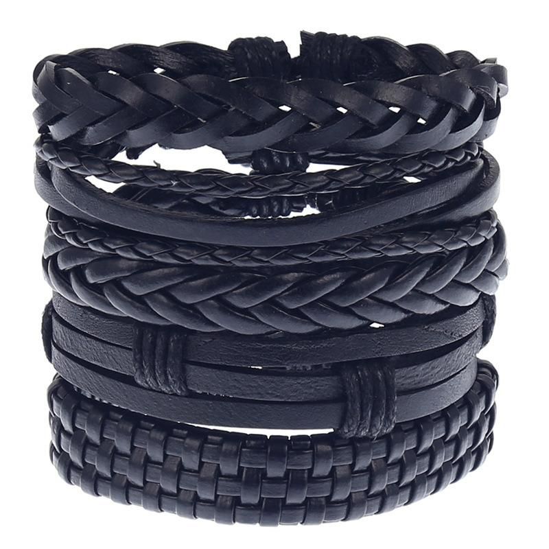 Leather Bracelet for Men and Women Punk Rock Braided Bracelet Via Brown Black Wristband Handmade Jewelry