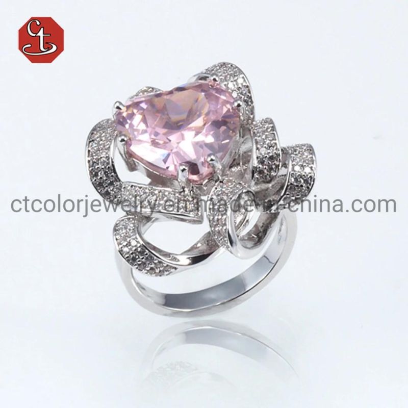 Latest Designs High-End Diamonds CZ Jewelry Gemstone Brass Ring For Women Party