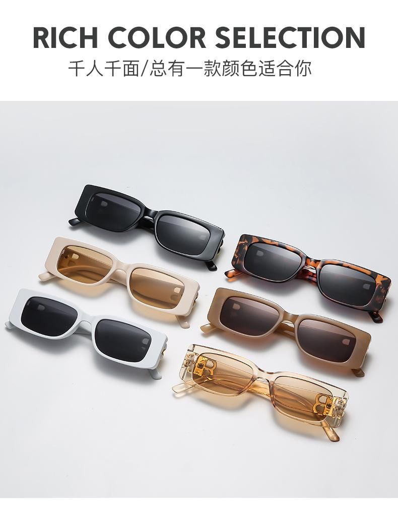 Sunglasses Amazon Hot Selling Square Trend Sunglasses Female B-Shaped Personality Small Frame Jelly Color Sunglasses