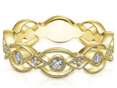 Exquisite Texture Silver with CZ Bezel Setting Hollow Ring
