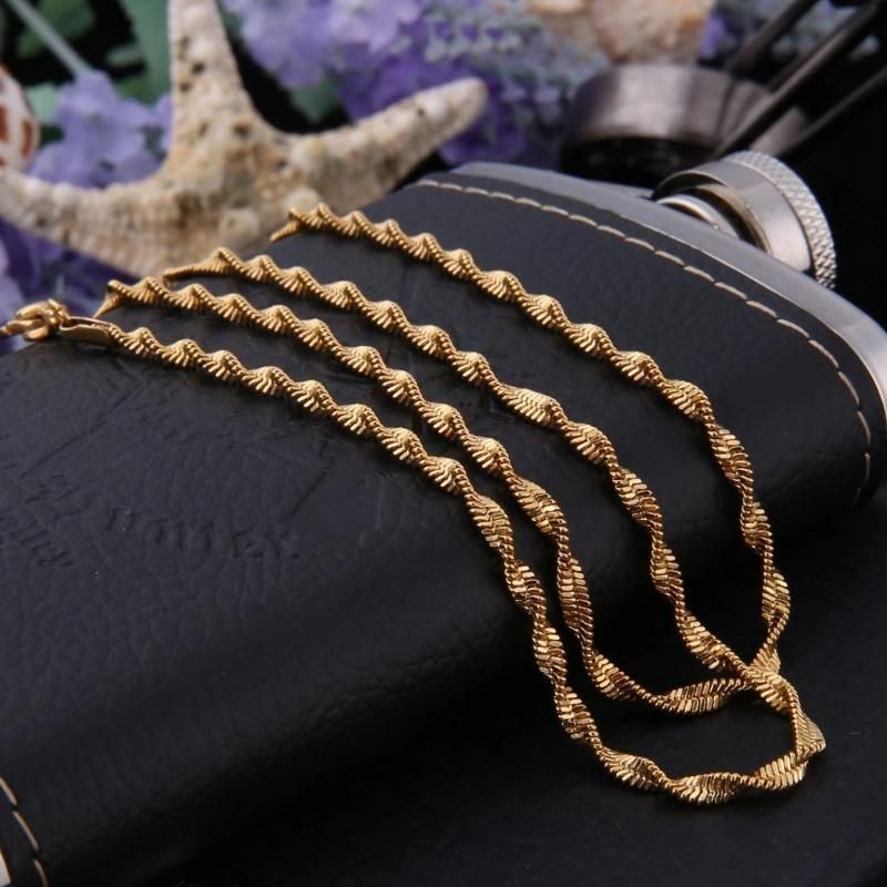 Stainless Steel Jewelry Design Twisted Push Chain Necklace for Lady