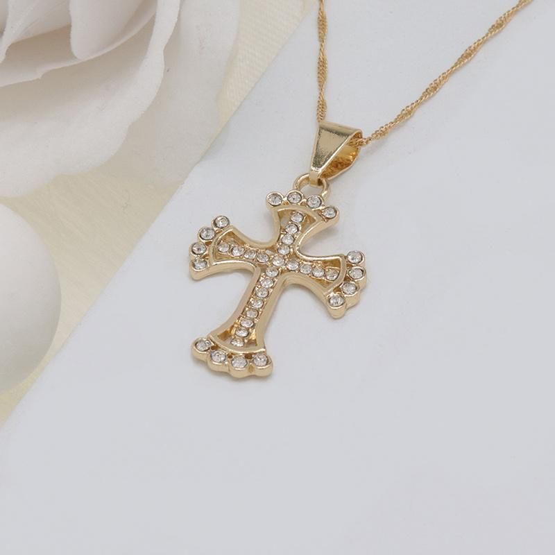 Wholesale High Quality Zircon Cross Pendant Jewelry Necklace