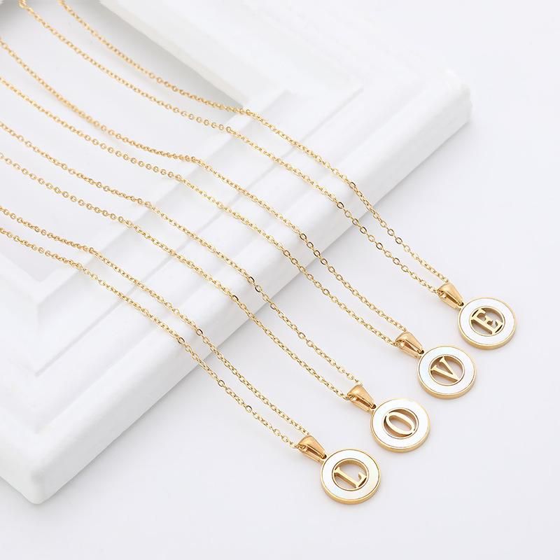 Manufacturer Stainless Steel Jewelry Custom High Quality Non Fade Fashion jewellery Coin 18K Gold Plated Letter Necklace Wholesale
