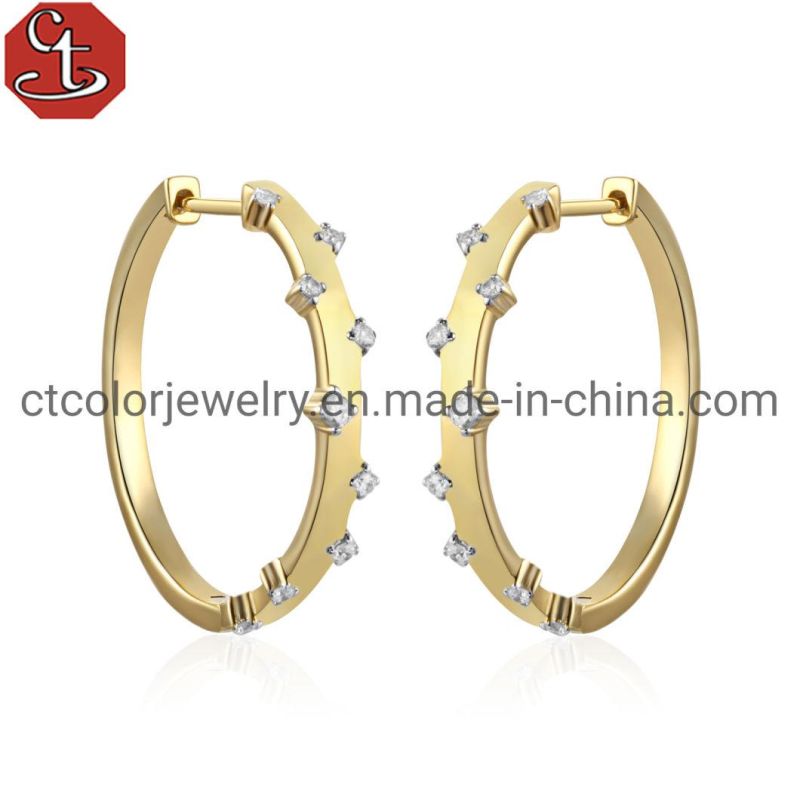 Wholesale Fashion 925 Silver Rose Plated Rainbow CZ Huggie Hoop Earrings
