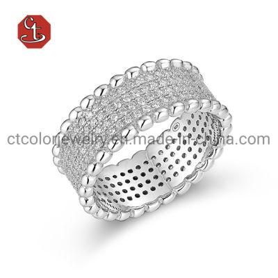 Fine Jewelry 4 Rows Band Ring Cubic Zircon Silver Ring for Wedding