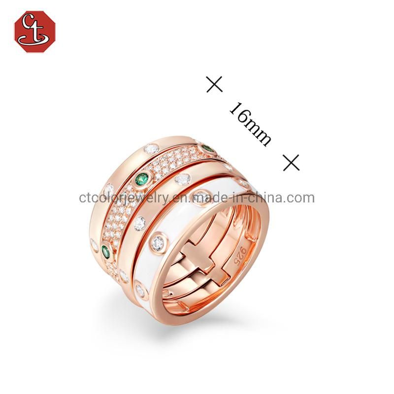 925 Silver Zircon Luxury Wholesale Fashion Jewelry Ring for gift