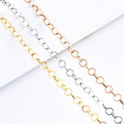 Stainless Steel Square Wire Circle Rolo Chain Link Necklace for Jewelry Making Accessories
