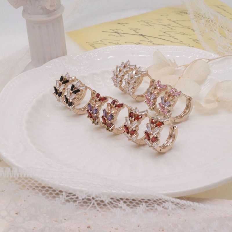 Latest Trendy Delicate Hoop CZ Earrings Ladies Jewelry