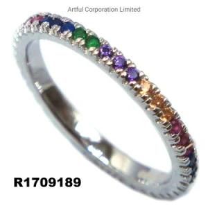 Colorful Prong Set 925 Sterling Silver Ring